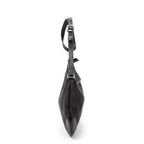 Bolso de hombro Messenger de media luna de lona vaquera negra con monograma