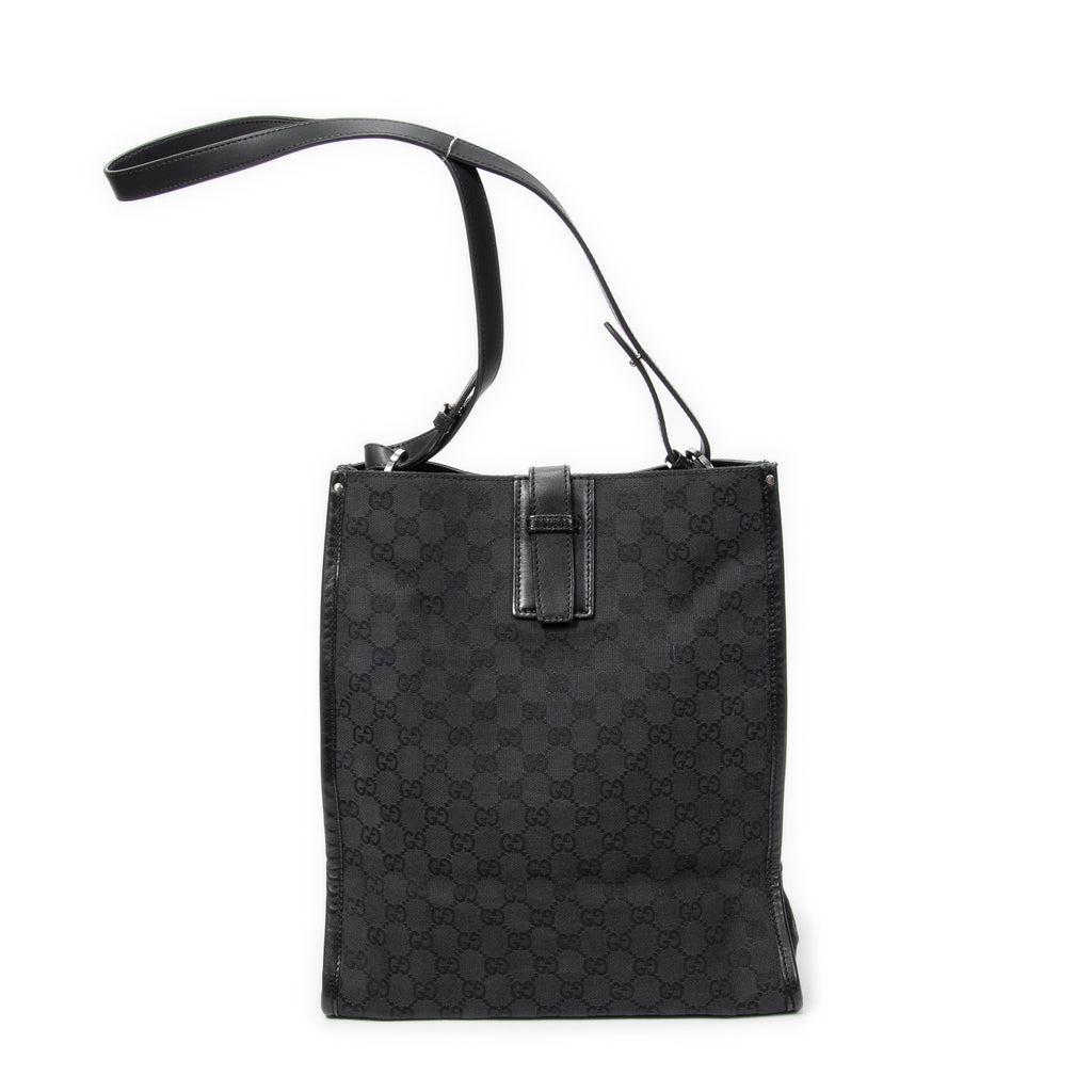Shoulder Bag Vertical Tote Black Monogrammed Canvas