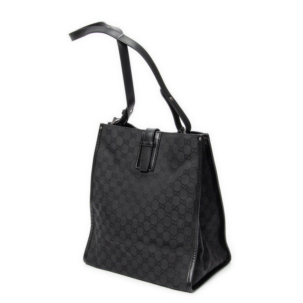 Shoulder Bag Vertical Tote Black Monogrammed Canvas