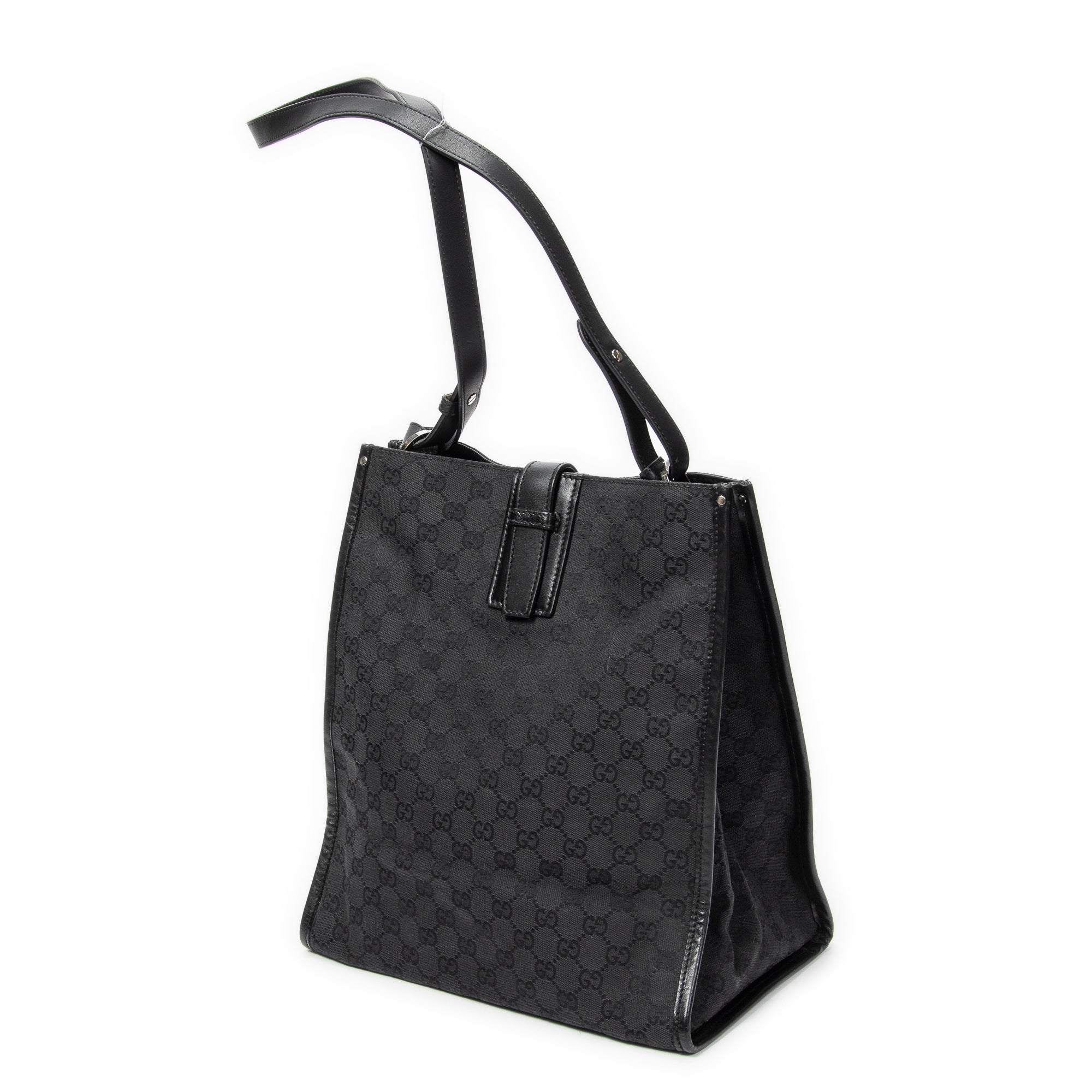 Shoulder Bag Vertical Tote Black Monogrammed Canvas