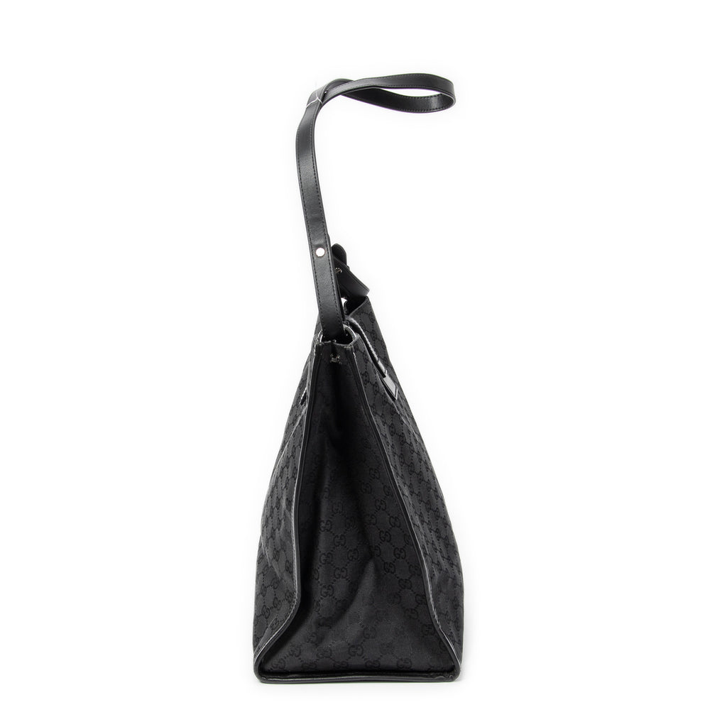 Shoulder Bag Vertical Tote Black Monogrammed Canvas
