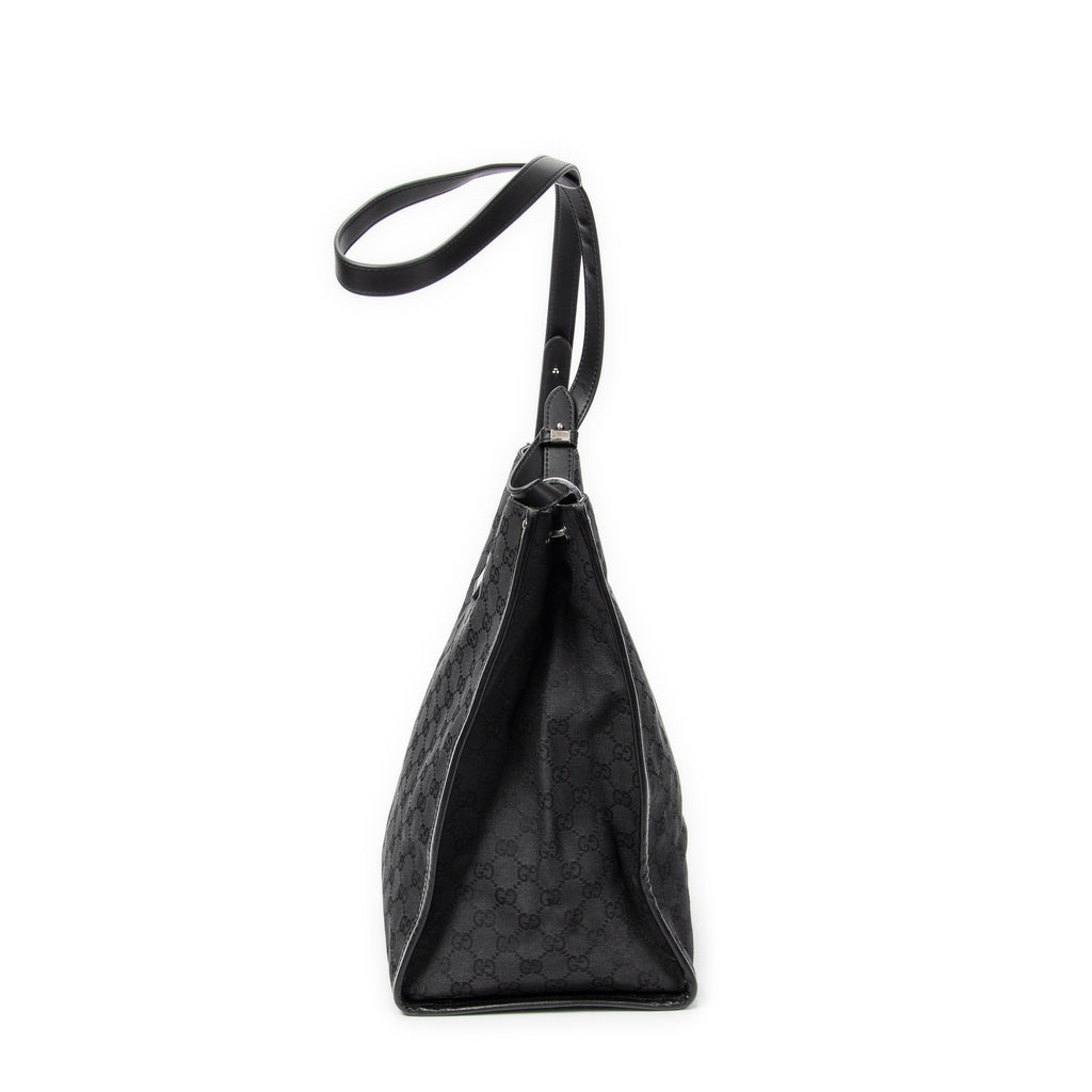 Shoulder Bag Vertical Tote Black Monogrammed Canvas