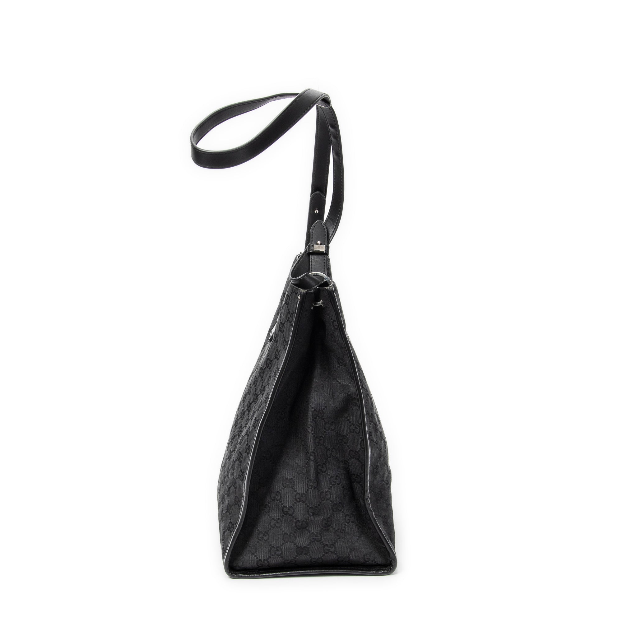 Shoulder Bag Vertical Tote Black Monogrammed Canvas