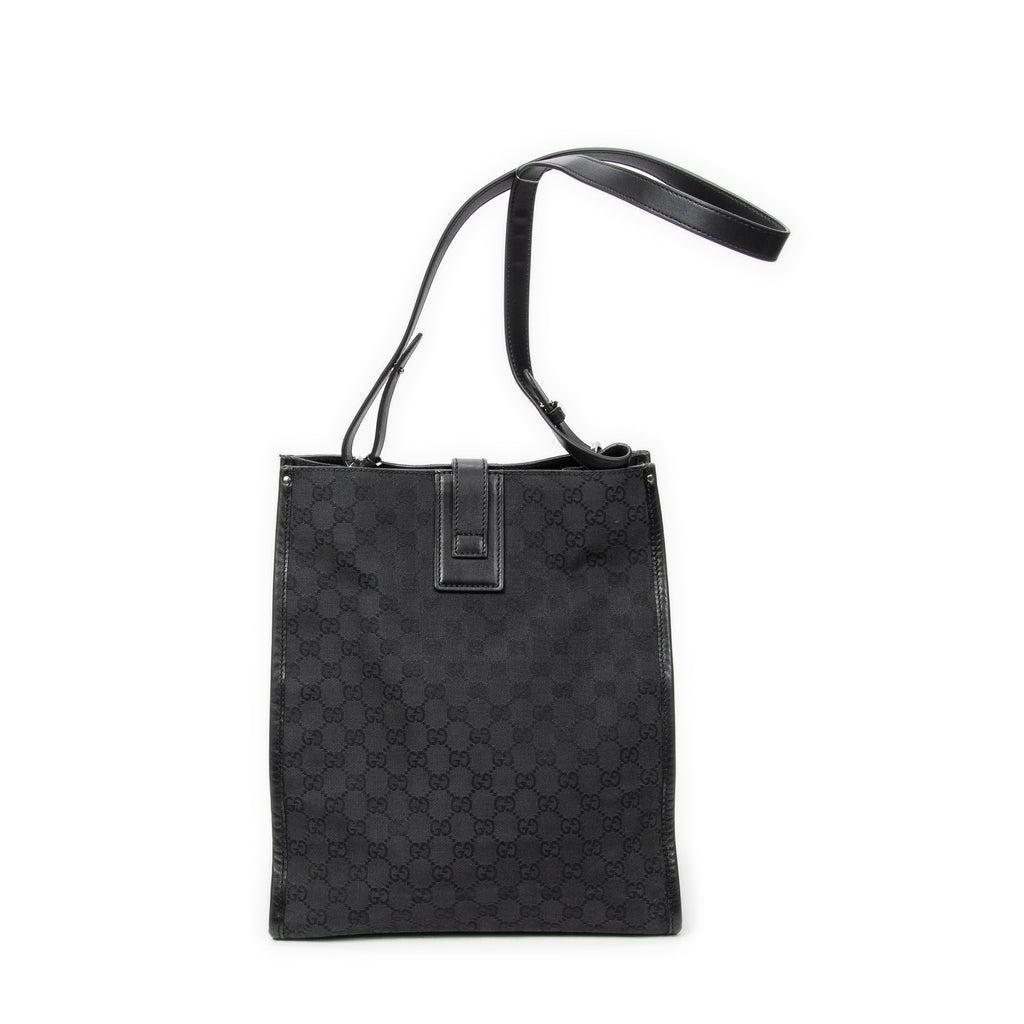 Shoulder Bag Vertical Tote Black Monogrammed Canvas