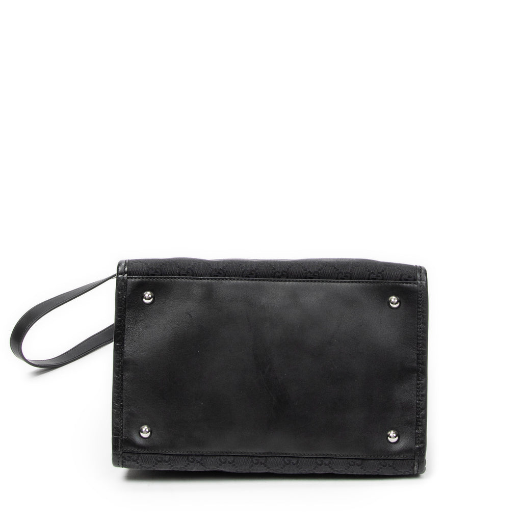 Shoulder Bag Vertical Tote Black Monogrammed Canvas