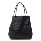 Shoulder Bag Large Open Tote Black Monogrammed Denim Canvas