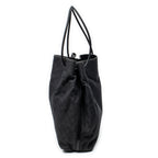 Shoulder Bag Large Open Tote Black Monogrammed Denim Canvas
