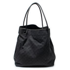Shoulder Bag Large Open Tote Black Monogrammed Denim Canvas