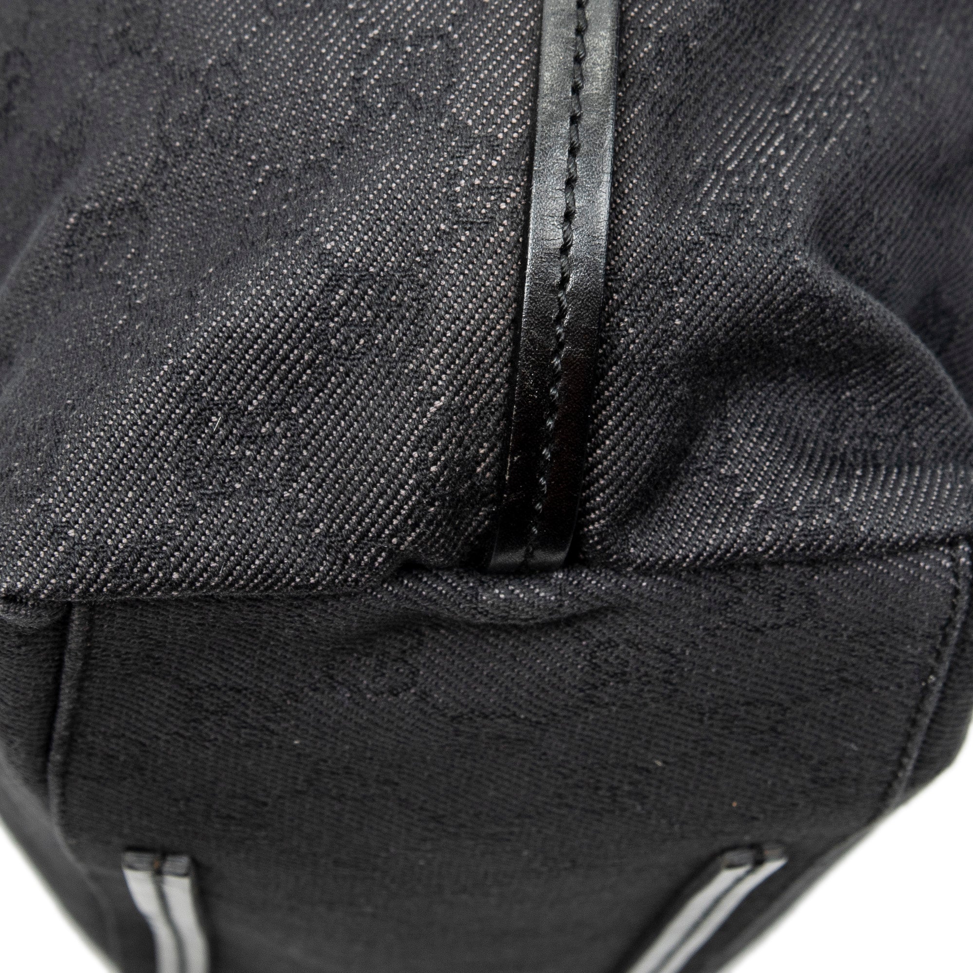 Shoulder Bag Large Open Tote Black Monogrammed Denim Canvas