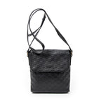Sac bandoulière petit format avec rabat en cuir Guccissima noir