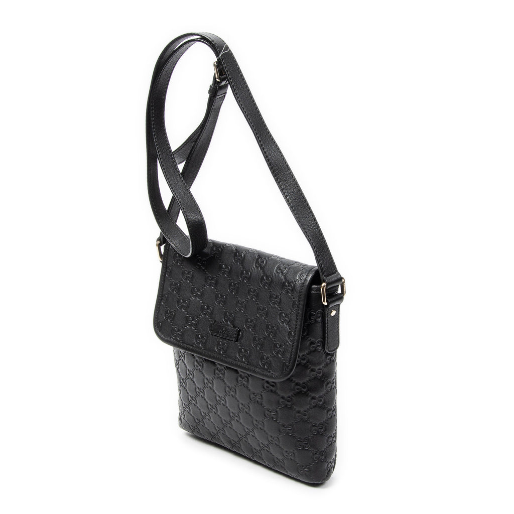 Shoulder Bag Small Flap Messenger Black Guccissima Leather