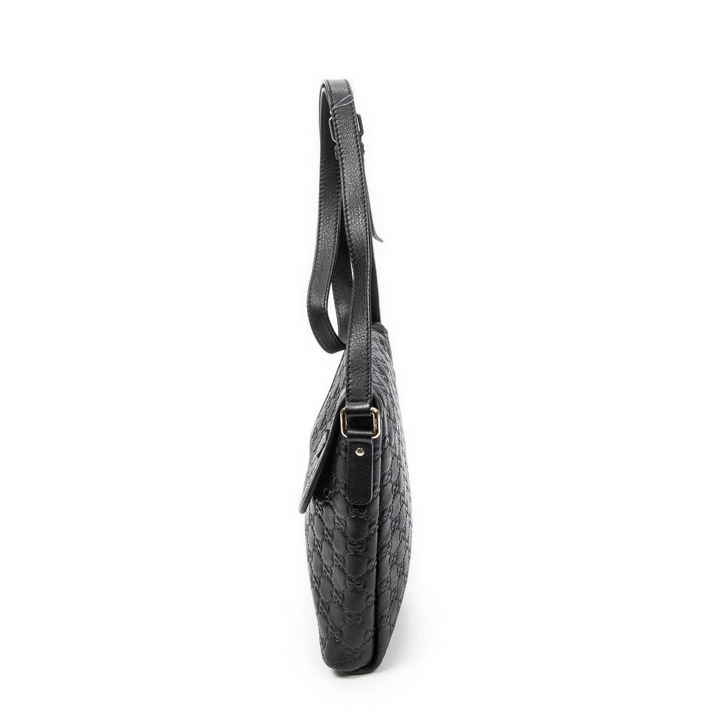 Shoulder Bag Small Flap Messenger Black Guccissima Leather