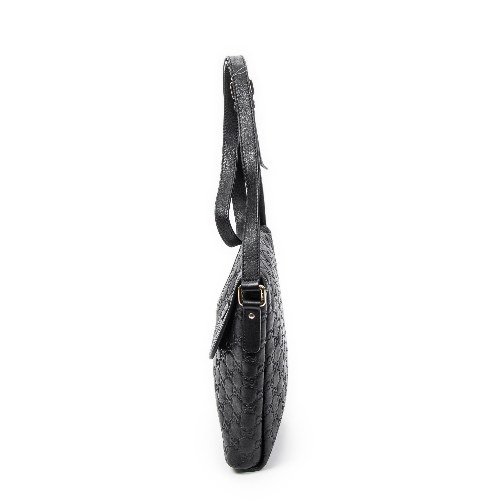 Shoulder Bag Small Flap Messenger Black Guccissima Leather