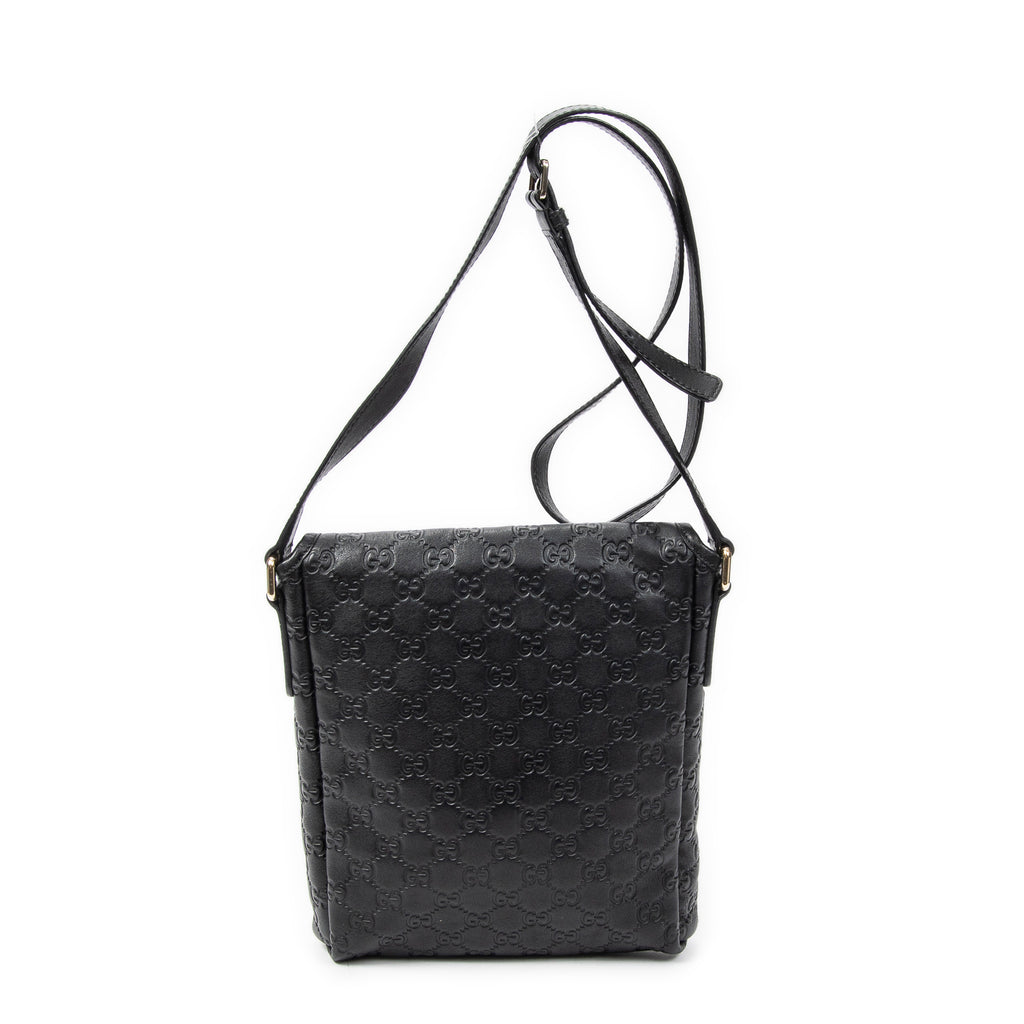 Shoulder Bag Small Flap Messenger Black Guccissima Leather