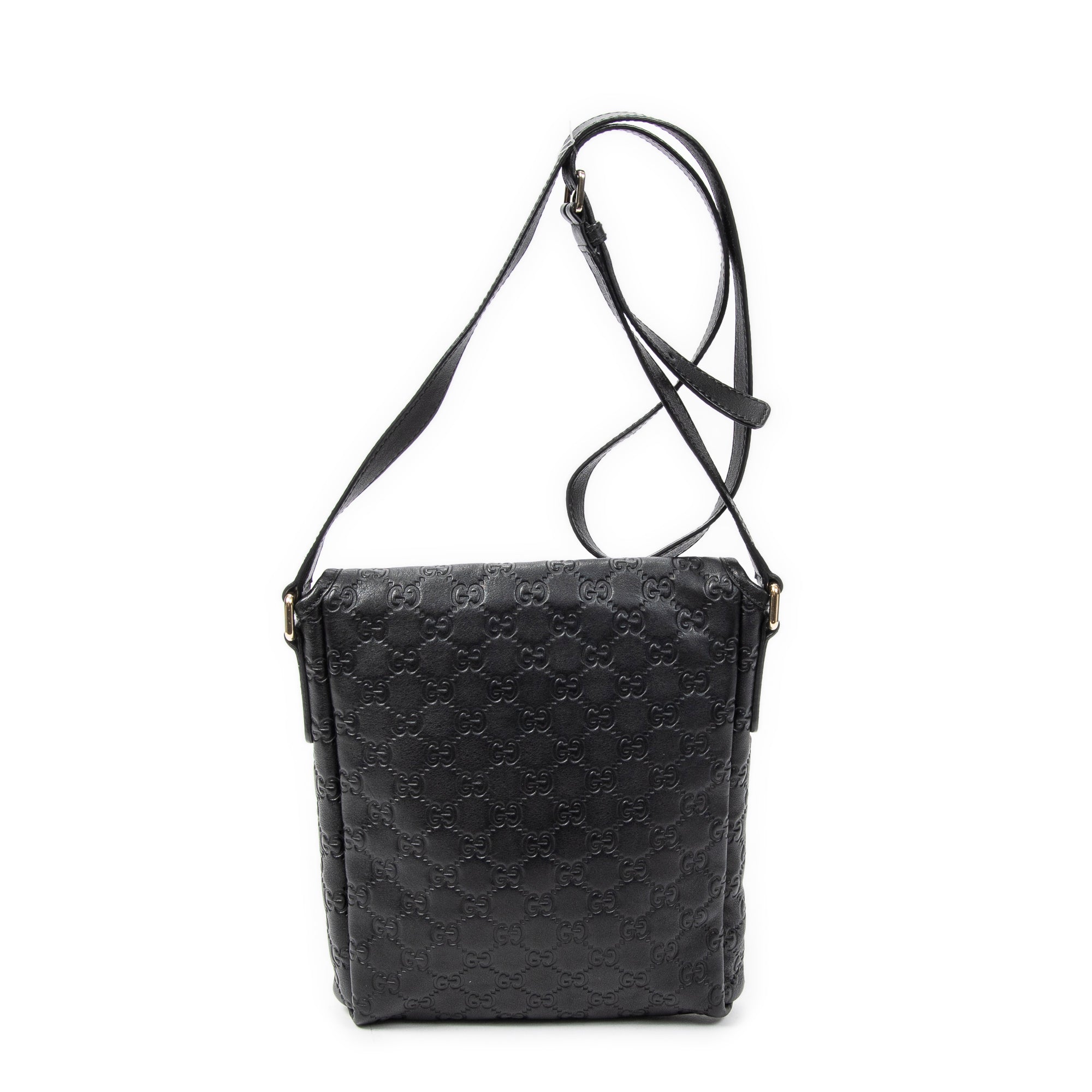 Shoulder Bag Small Flap Messenger Black Guccissima Leather