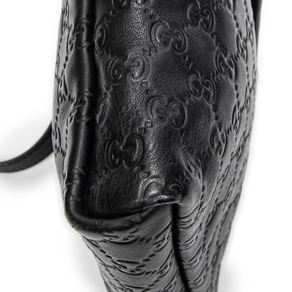 Shoulder Bag Small Flap Messenger Black Guccissima Leather
