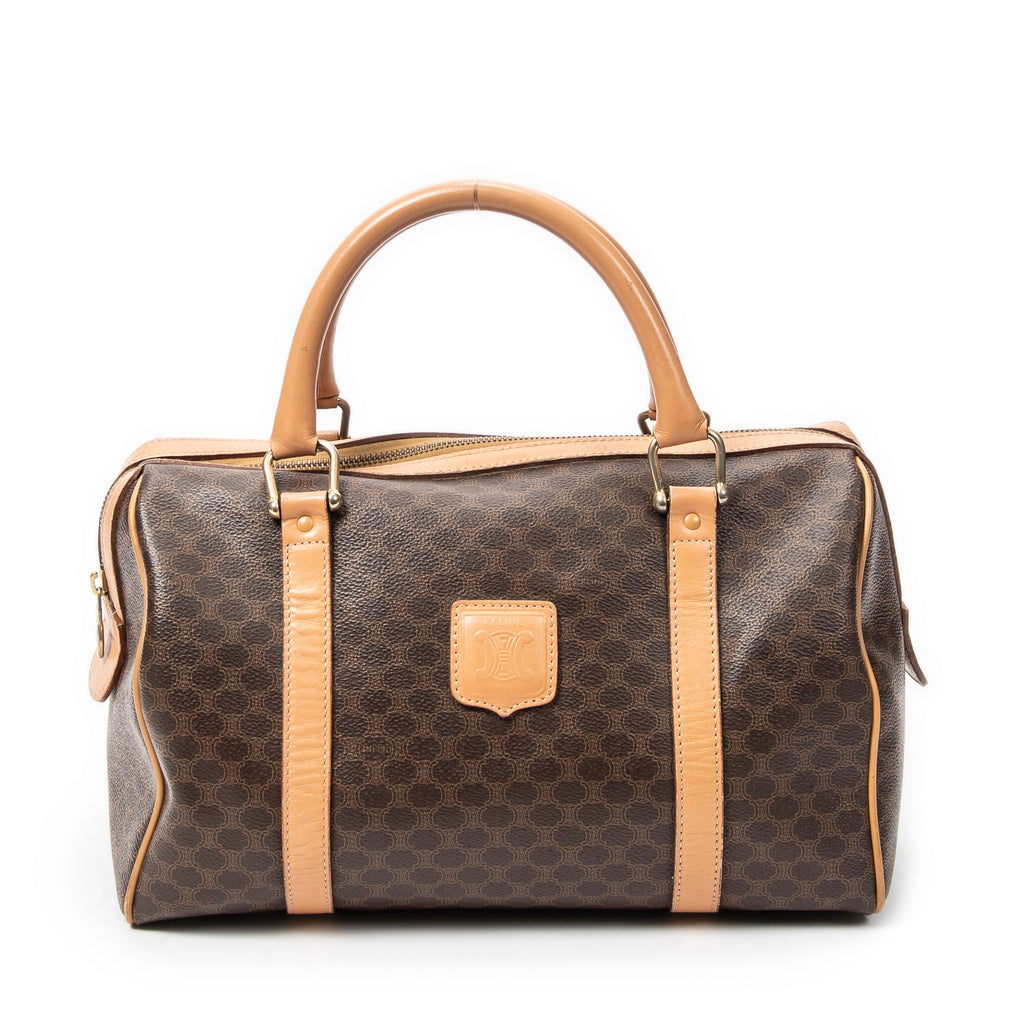 Handbag Vintage Small Boston Brown Macadam Coated Canvas