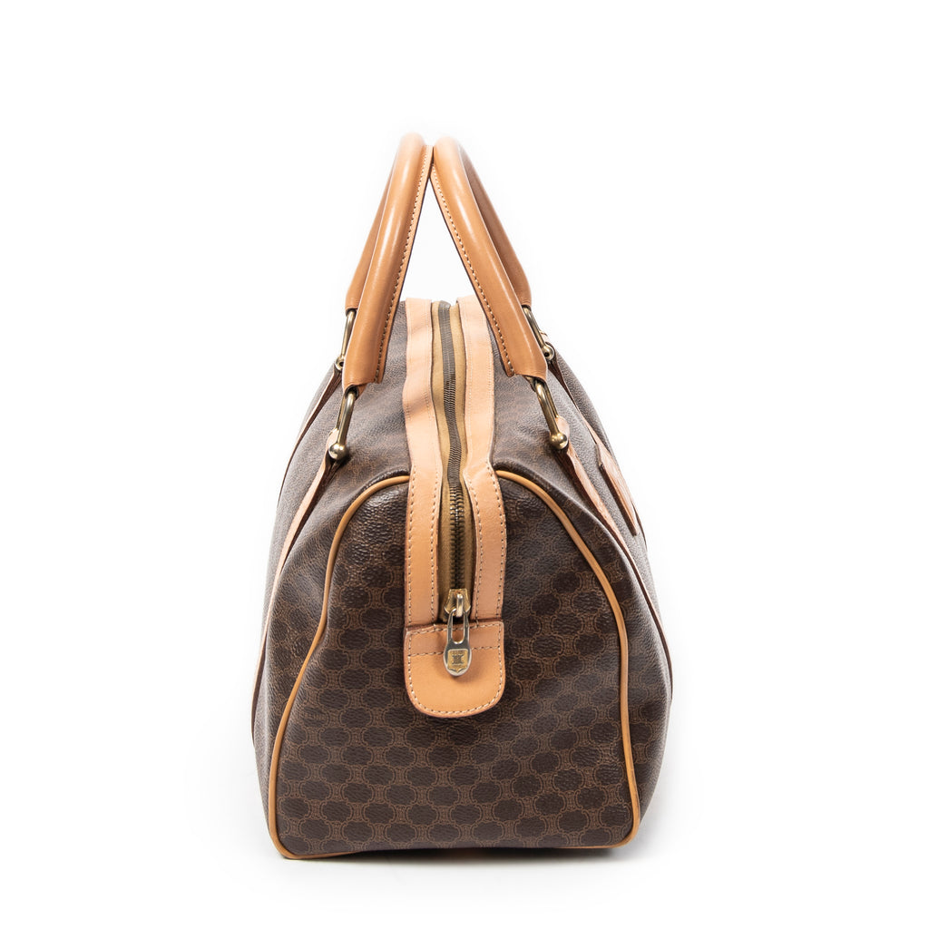 Handbag Vintage Small Boston Brown Macadam Coated Canvas
