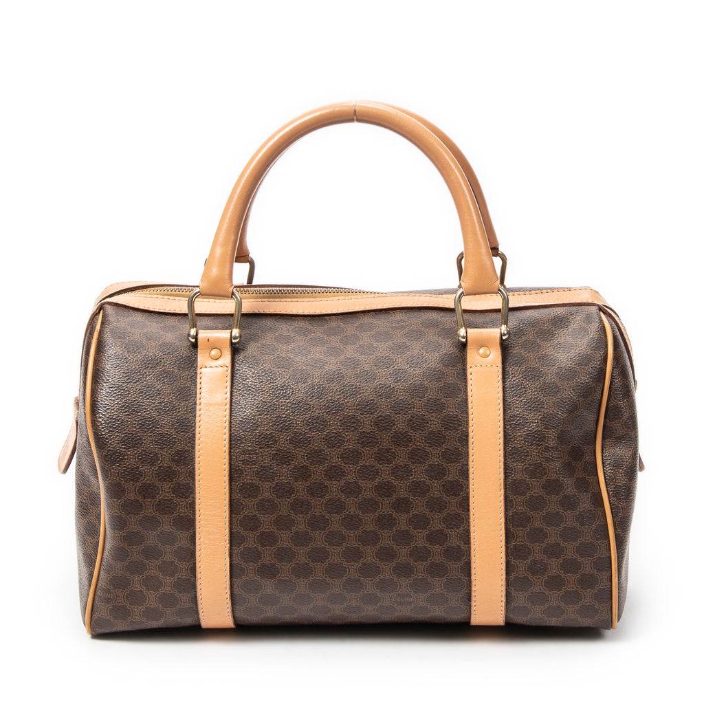 Handbag Vintage Small Boston Brown Macadam Coated Canvas