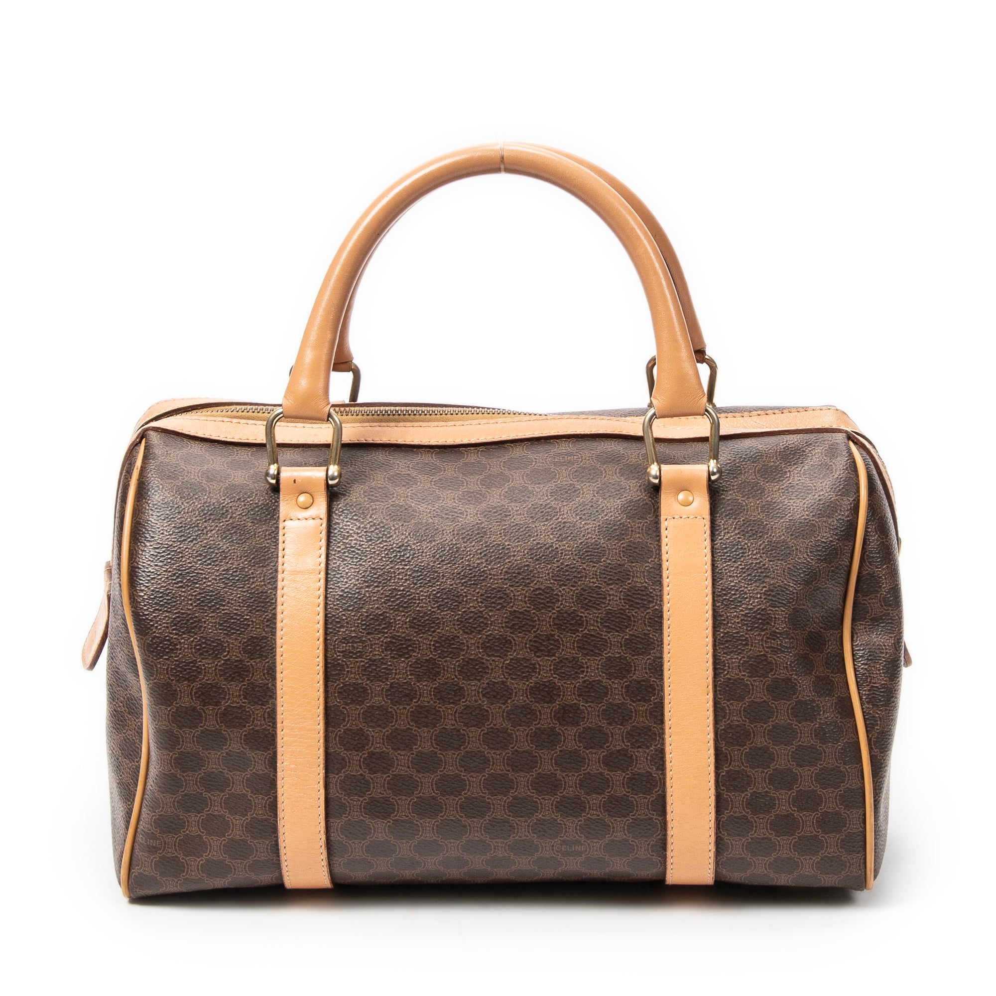 Handbag Vintage Small Boston Brown Macadam Coated Canvas
