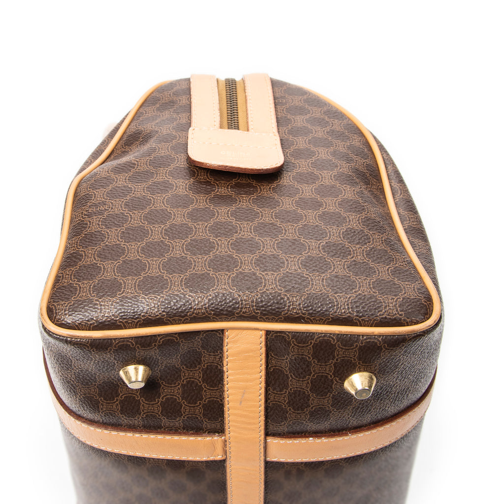 Handbag Vintage Small Boston Brown Macadam Coated Canvas
