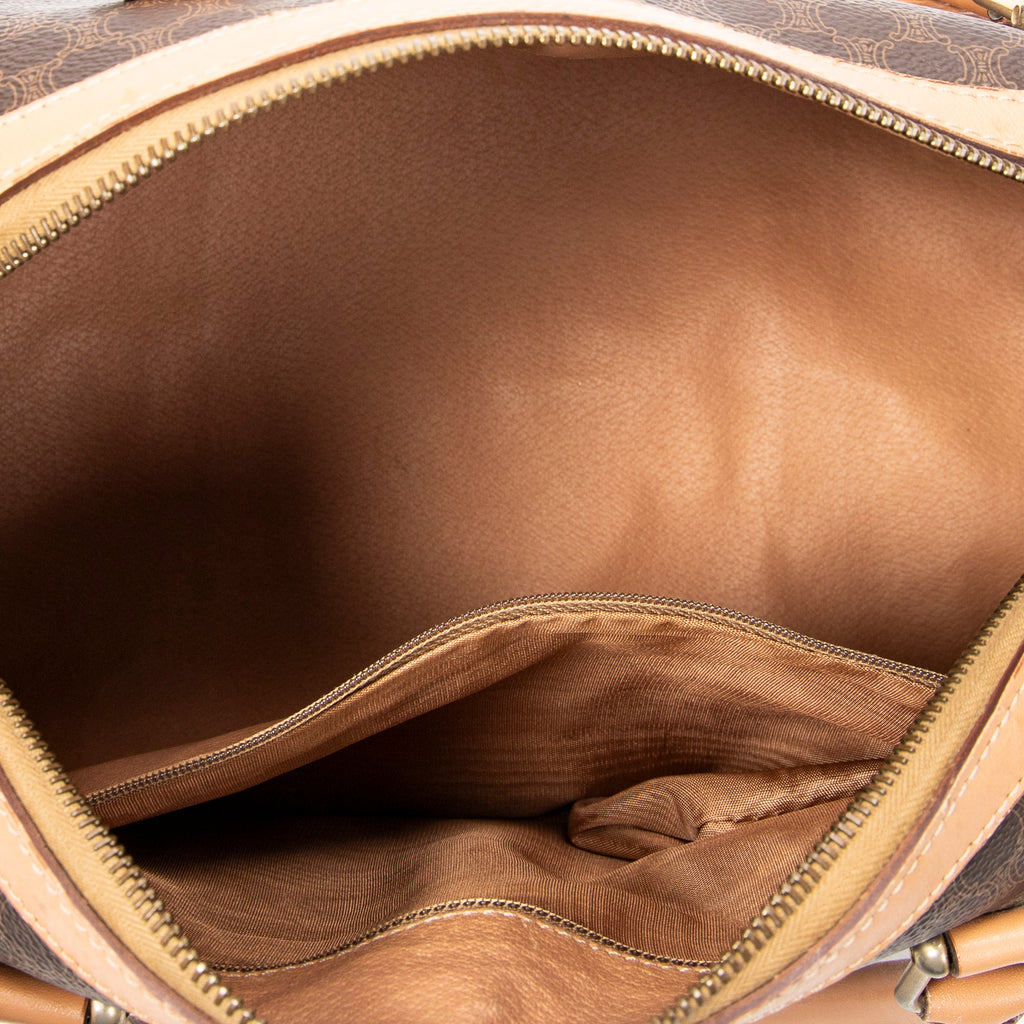 Handbag Vintage Small Boston Brown Macadam Coated Canvas