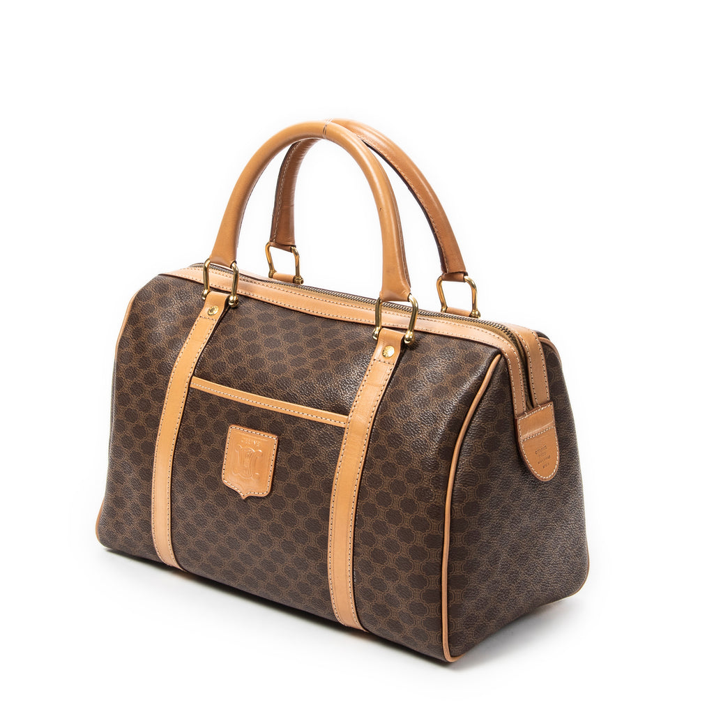Handbag Vintage Small Boston Brown Macadam Coated Canvas