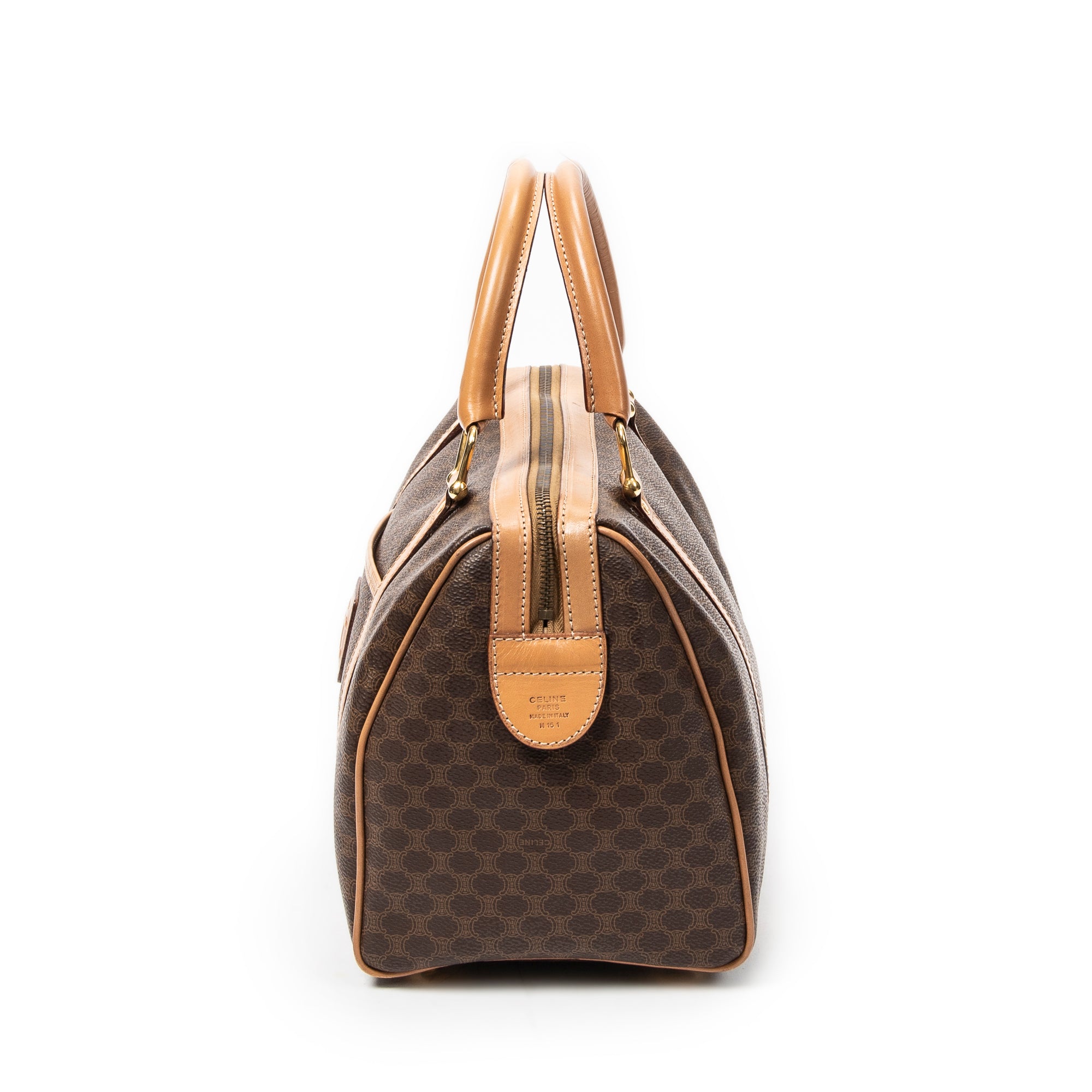 Handbag Vintage Small Boston Brown Macadam Coated Canvas