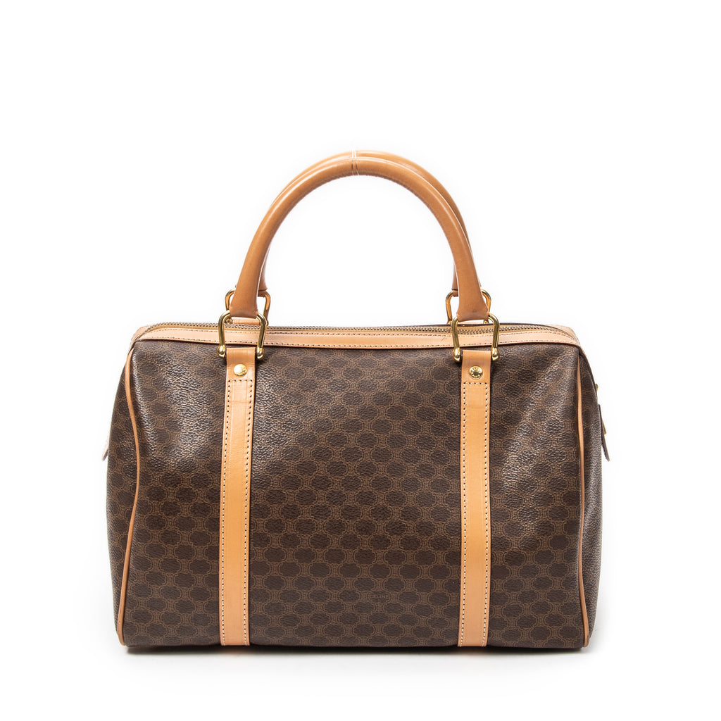 Handbag Vintage Small Boston Brown Macadam Coated Canvas