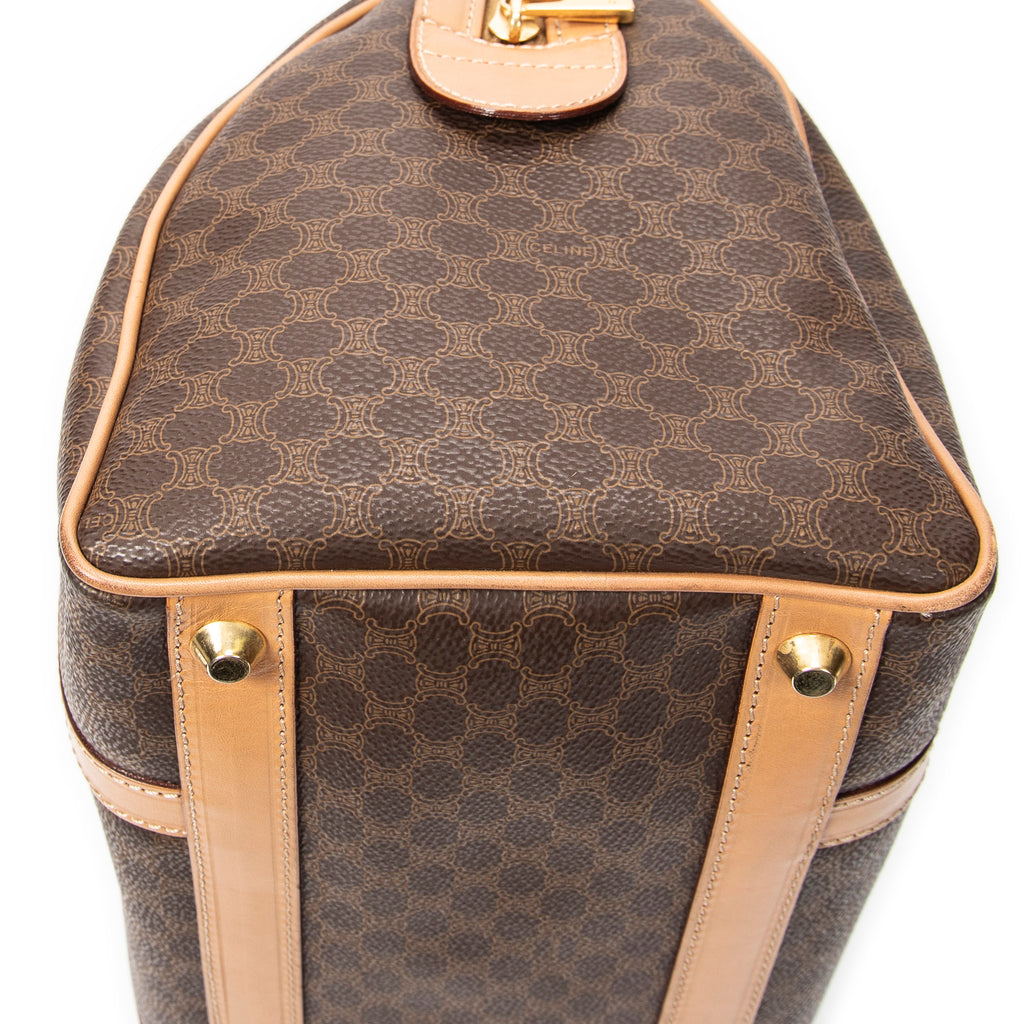 Handbag Vintage Small Boston Brown Macadam Coated Canvas