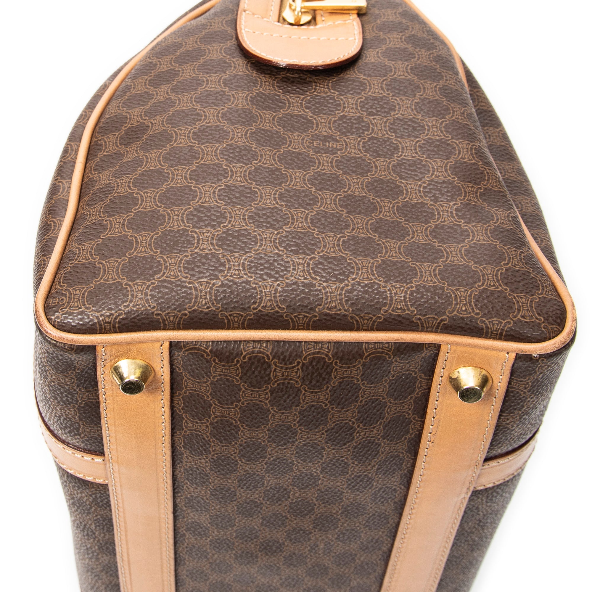 Handbag Vintage Small Boston Brown Macadam Coated Canvas