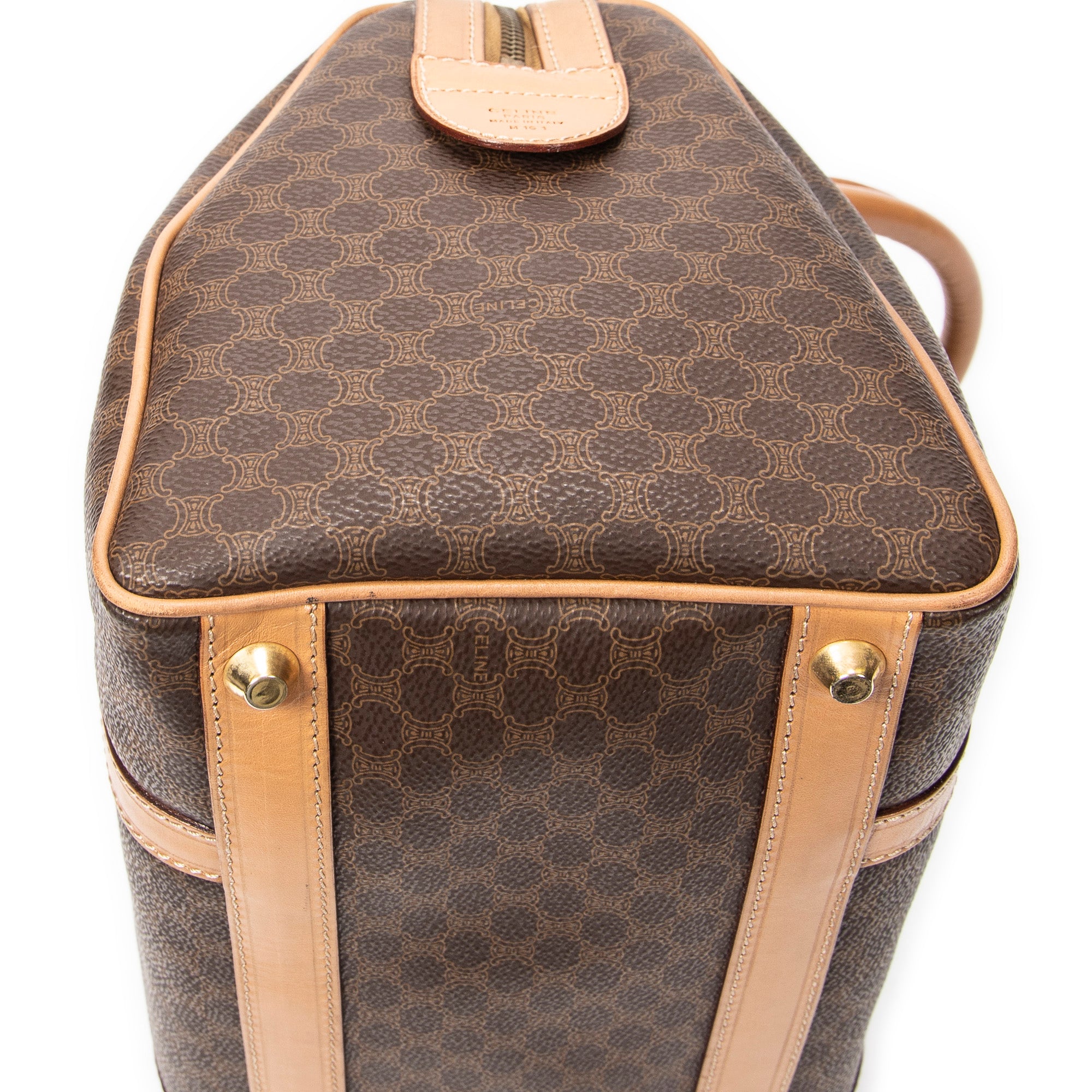Handbag Vintage Small Boston Brown Macadam Coated Canvas