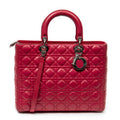 Shoulder Bag Large Lady Dior Zip Fuchsia Cannage Lambskin Leather