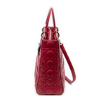 Shoulder Bag Large Lady Dior Zip Fuchsia Cannage Lambskin Leather