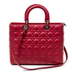 Shoulder Bag Large Lady Dior Zip Fuchsia Cannage Lambskin Leather