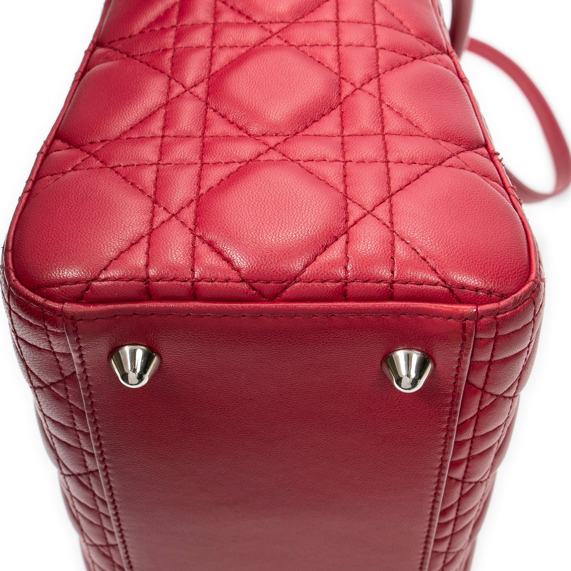 Shoulder Bag Large Lady Dior Zip Fuchsia Cannage Lambskin Leather