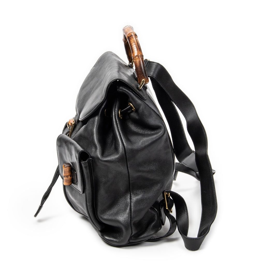 Gucci - Grand sac à dos en bambou - Noir