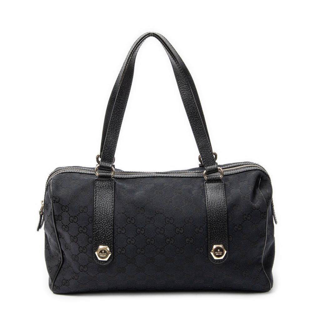 Shoulder Bag Charmy Boston Black Monogrammed Canvas