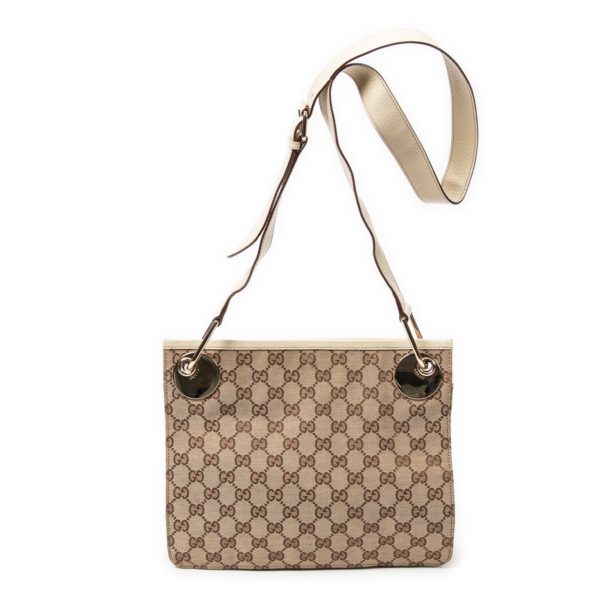 Shoulder Bag Eclipse Square Crossbody Beige Monogrammed Canvas