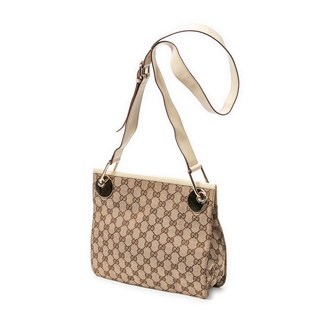 Shoulder Bag Eclipse Square Crossbody Beige Monogrammed Canvas