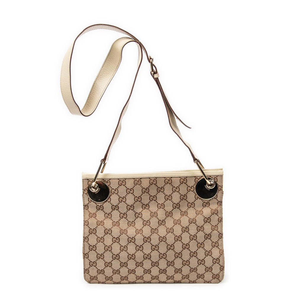 Shoulder Bag Eclipse Square Crossbody Beige Monogrammed Canvas