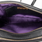 Shoulder Bag Bicolor Double Zip Camera Crossbody Purple Goatskin Leather