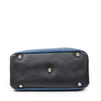 Sac porté épaule bicolore cabas convertible cuir de chèvre bleu