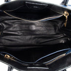 Shoulder Bag Bicolor Convertible Tote Blue Goatskin Leather