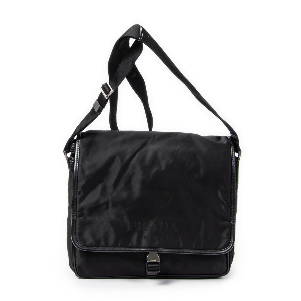 Shoulder Bag Single Buckle Flap Messenger Black Nylon Canvas