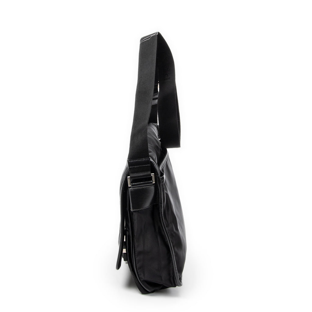 Shoulder Bag Single Buckle Flap Messenger Black Nylon Canvas