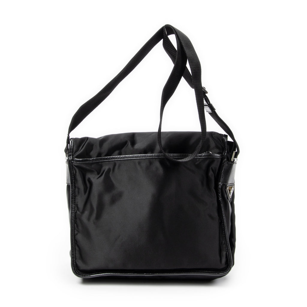 Shoulder Bag Single Buckle Flap Messenger Black Nylon Canvas