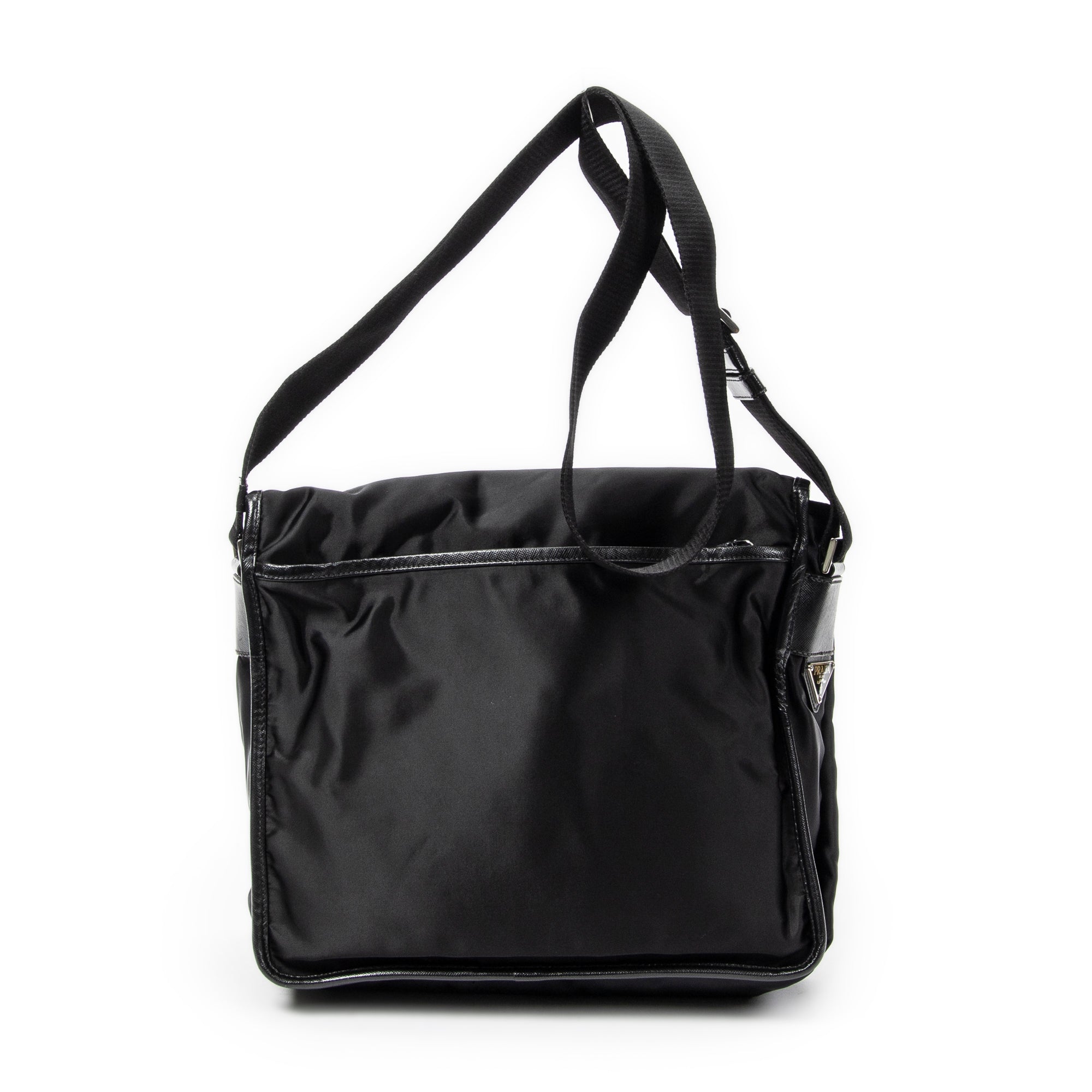 Shoulder Bag Single Buckle Flap Messenger Black Nylon Canvas
