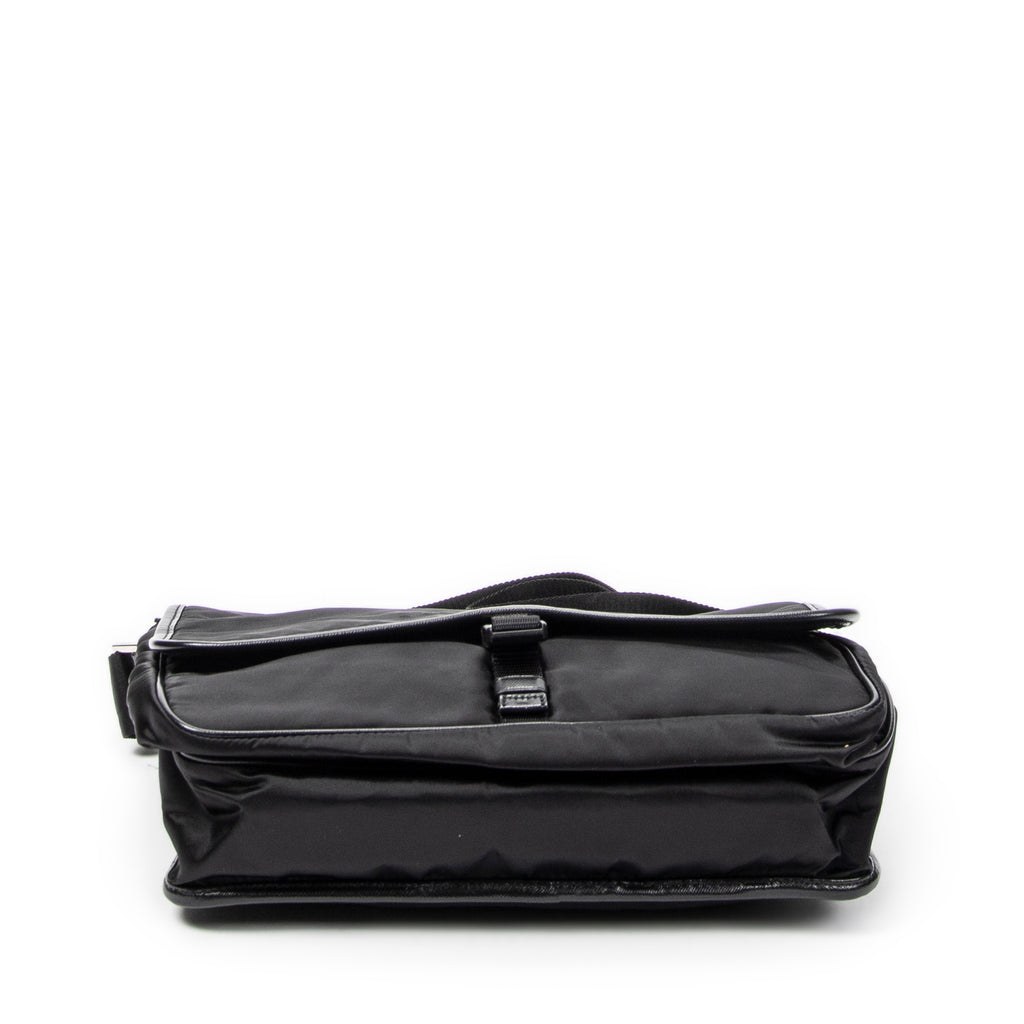 Shoulder Bag Single Buckle Flap Messenger Black Nylon Canvas