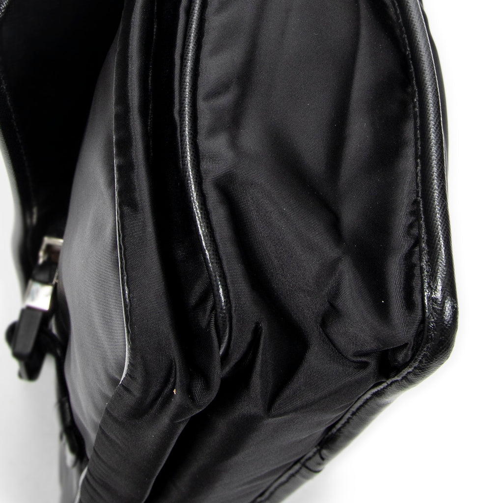 Shoulder Bag Single Buckle Flap Messenger Black Nylon Canvas